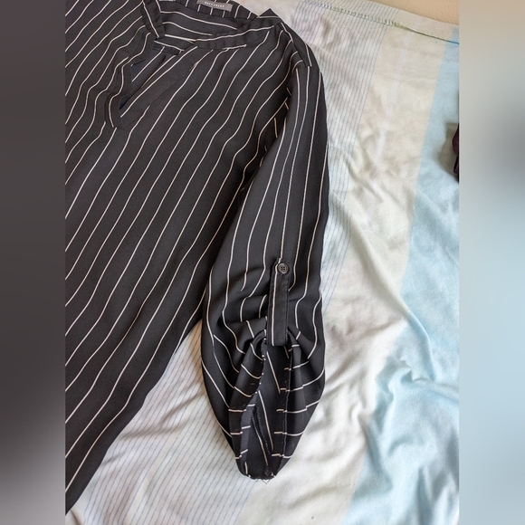 Black and White Striped Women's Blouse - Picture 4 of 7